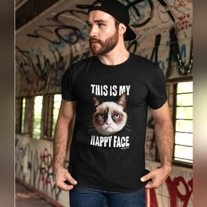 Grumpy Cat This Is My Happy Face Tee Size S